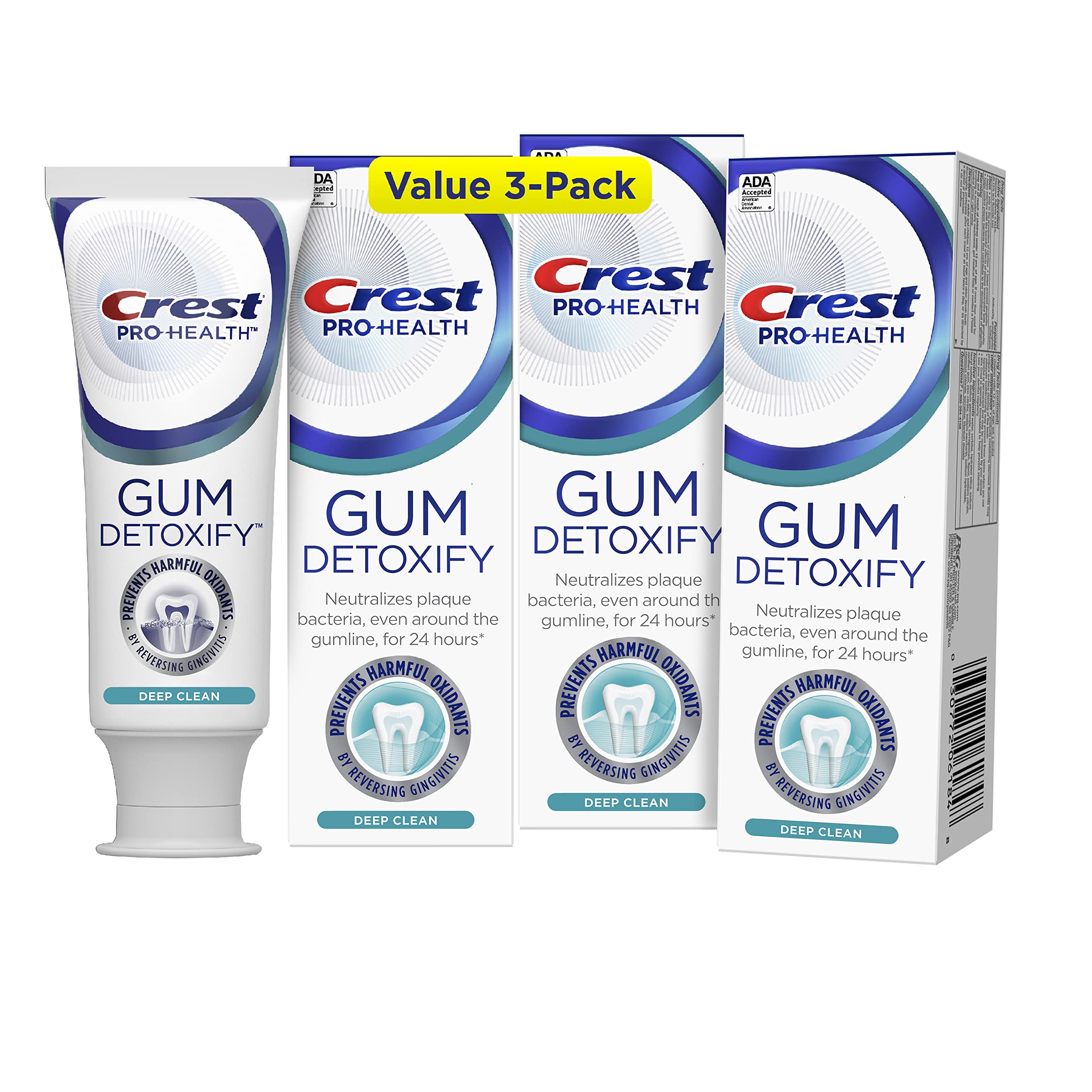 3Pack 3.7oz. Crest ProHealth Gum Detoxify Toothpaste (Deep Clean)
