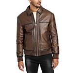 Guess Men's Ravi Coach Faux Leather Jacket, Coarse Brown, for $84