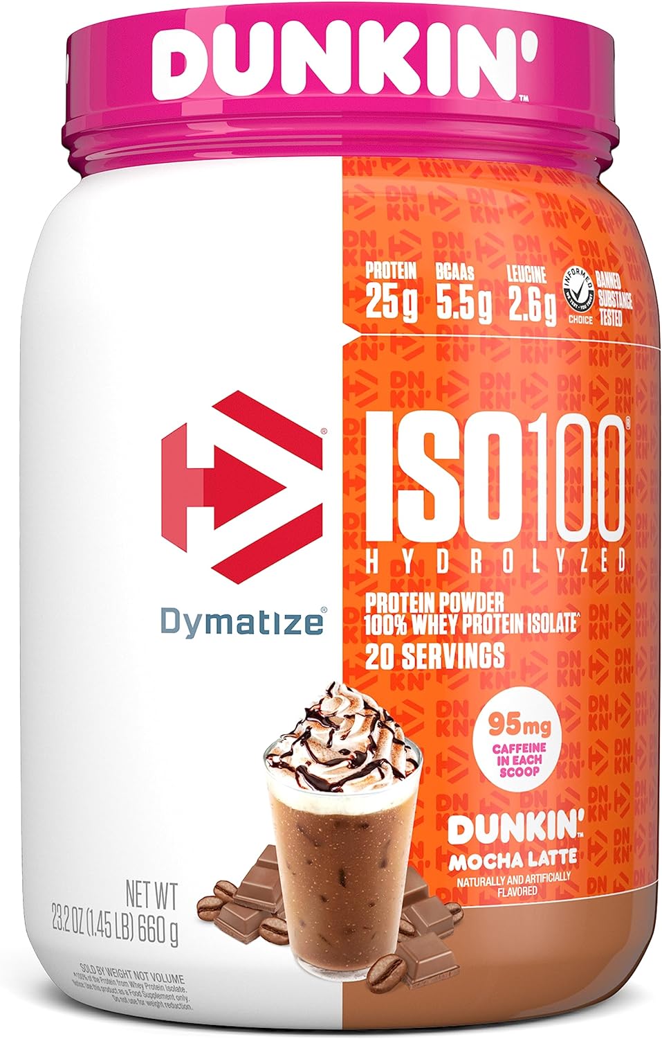 Dymatize ISO100 Hydrolyzed Protein Powder in Dunkin' Mocha Latte Flavor, 100% Whey Isolate Protein for $16.74