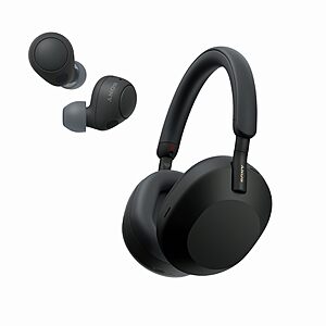 Sony WH-1000XM5 Premium Noise Canceling Headphones (Black) with Free WF-C700N for $248