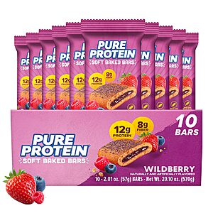10-Pk 2.01oz Pure Protein Soft Baked Protein Bars: Apple Cinnamon $13.30, Wildberry $11.40 w/ Subscribe & Save