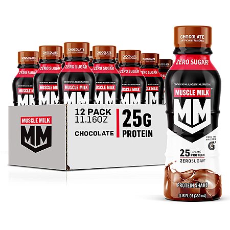 S&S Muscle Milk Genuine Protein Shake, Chocolate, 25g Protein, 11.16 Fl Oz (Pack of 12) for $16.62