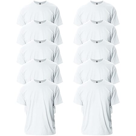 Gildan Adult Ultra Cotton T-Shirt, Style G2000, Multipack, White (10-Pack), Medium $15.99