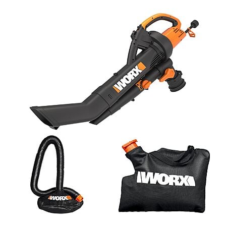 WORX Trivac 3 in 1 Electric Leaf Blower for Lawn Care, Leaf Vacuum with 350 CFM & 210 MPH, Leaf Mulcher with Metal Impeller, for $47.73