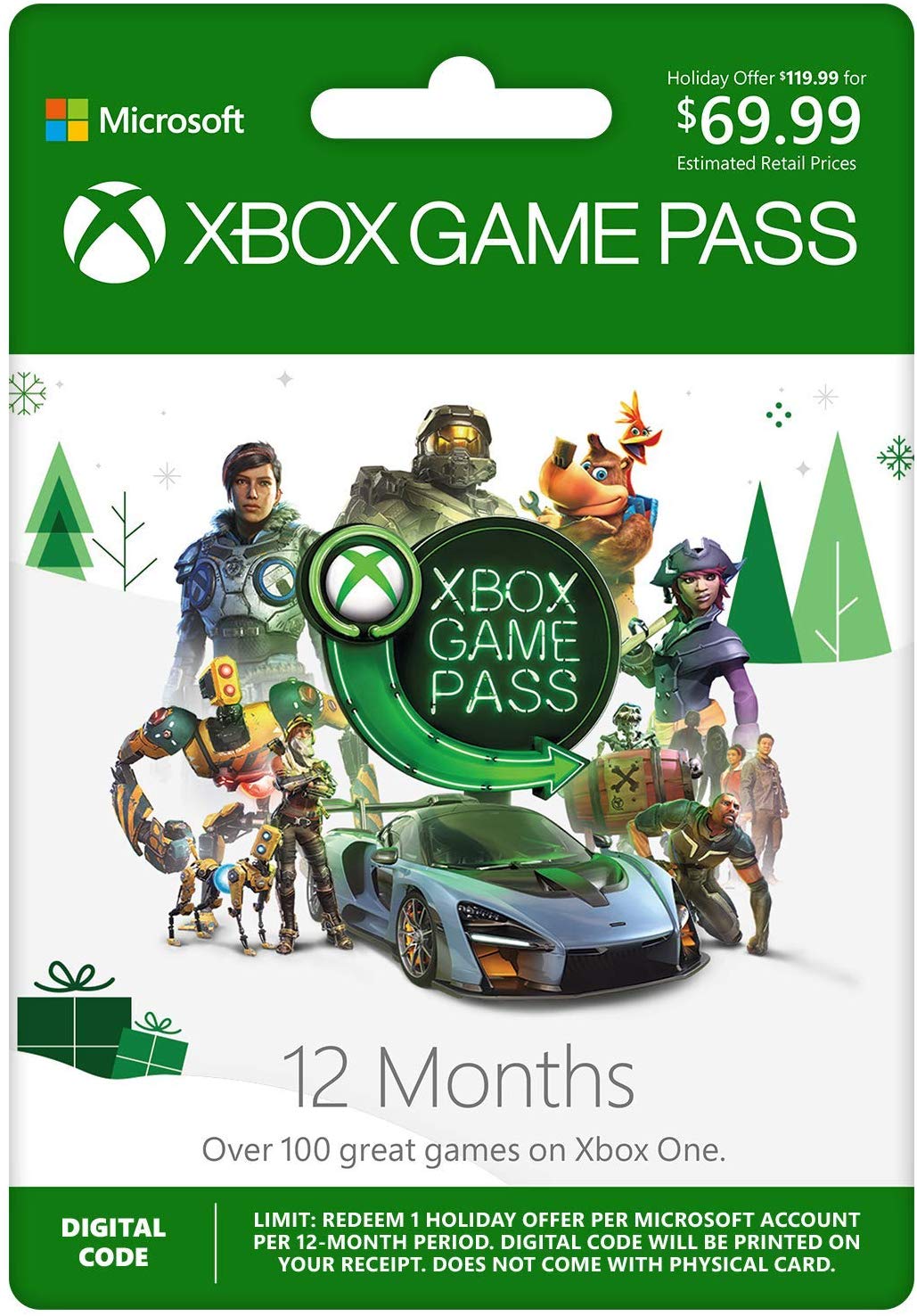Xbox Game Pass: 12 Month Membership [Digital Code] [Online Game Code, Standard, Xbox One] $69.99