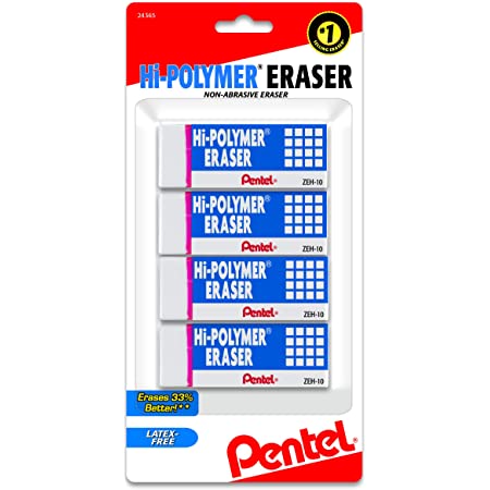 Pentel Hi-Polymer Block Eraser, Large, White, Pack of 4 for $2.99 @ Amazon