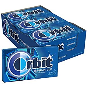 ORBIT Gum Peppermint Sugarfree Chewing Gum, 14 Pieces (Pack of 12) for $8.38 @ Amazon