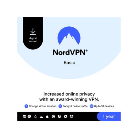 1-Year NordVPN Basic, Premium VPN Service (10 Devices/Digital Download) $22