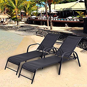 2 Pcs Chaise Lounge Chairs W/ Adjustable Back Pool Patio Furniture Sling Chaise Lounges Recliner $129.99