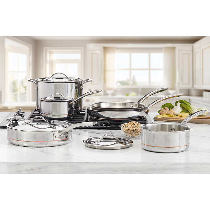 Kirkland 10pc 5-Ply Clad Stainless Steel Cookware Set - NW Asset