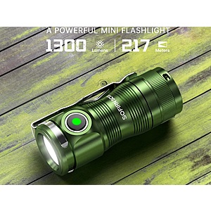 SOFIRN SC13 Nichia 519A 1100 Lumen Mini Flashlight w/ Battery (Black or Green) .65