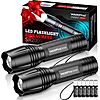 WdtPro SR2000 Pro LED Flashlight 2-Pack with 6 AAA Batteries (Black)