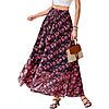 PRETTYGARDEN Women's Floral High Waisted Slit Maxi Skirt