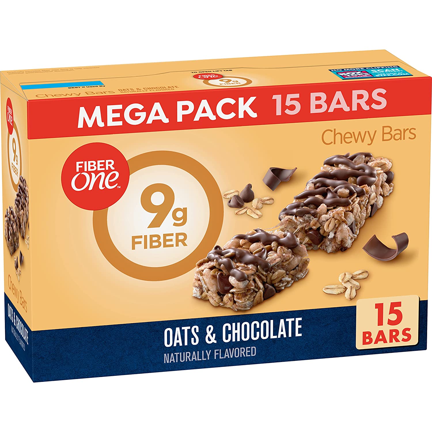 Fiber One Chewy Bars, Oats & Chocolate, Fiber Snacks, Mega Pack, 15 ct - $6.32