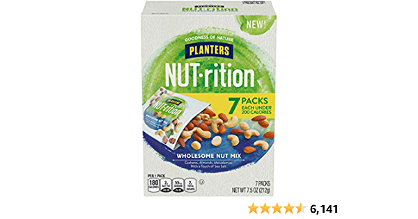 PLANTERS NUT-rition Wholesome Nut Mix, 7.5 oz Box (Contains 7 Individual Pouches) - Cashews, Almonds and Macadamias Snack Mix - No Artificial Flavors, No Artificial Color - $4.18