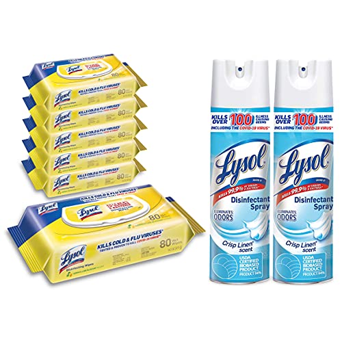 Lysol Disinfectant Multi-Surface Antibacterial Handi-Pack Cleaning Wipes, 480 Count (Pack of 6) and Disinfecting Spray, Crisp Linen, 19oz. (Pack of 2) $25.08 + Free shipping