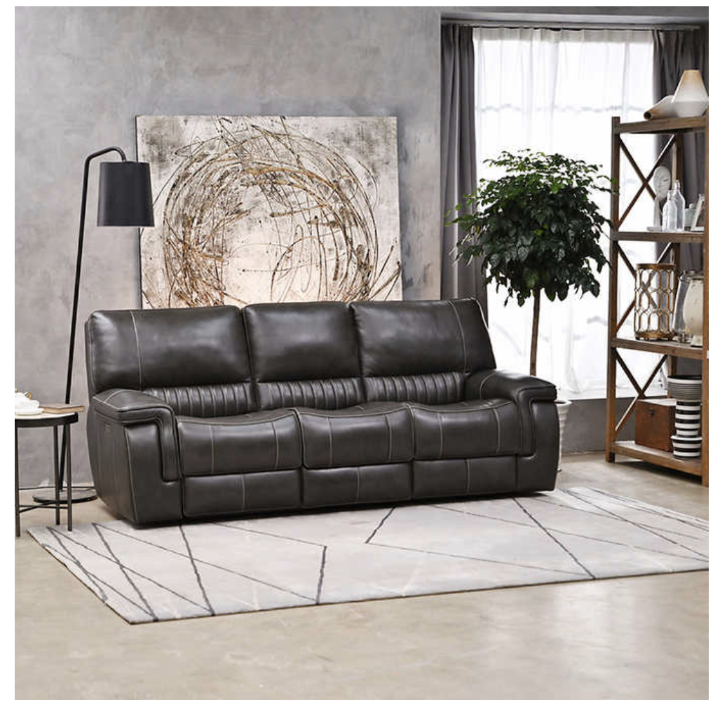 Costco Members Williamton Leather Power Reclining Sofa (Beige or Dark