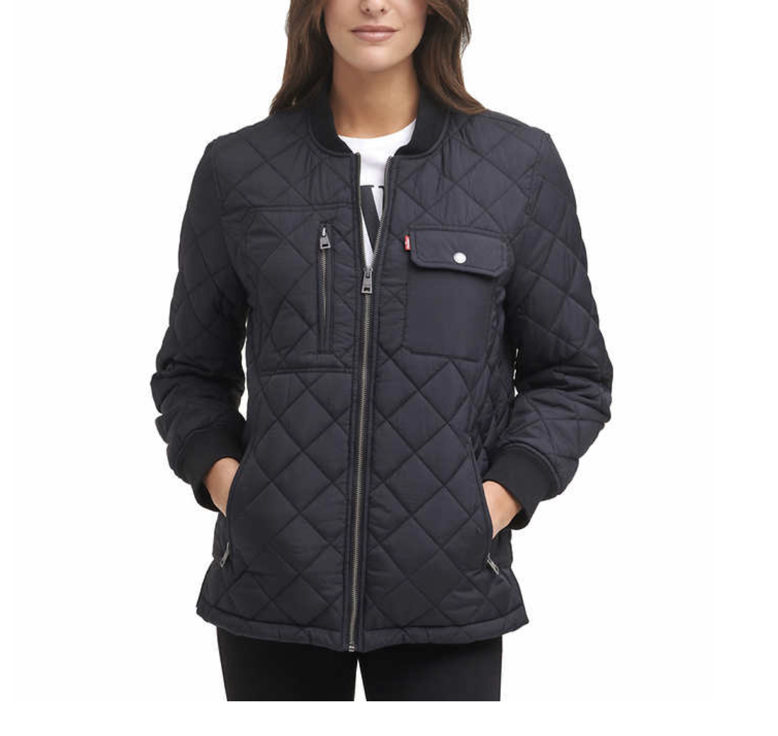 Costco Members - Levi's Ladies' Quilted Jacket Color : Green & Black - $29.97