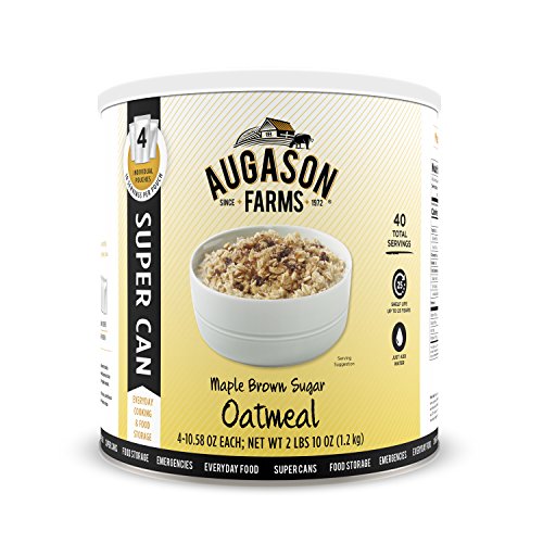 Augason Farms 5-10133 Maple Brown Sugar Oatmeal Super Can Food Storage, 1 super Can with 4 Individual Pouches of 10.58 Oz each with net wt of  2LB 10OZ $11.47