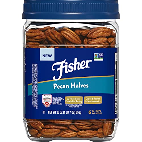 Fisher Nuts Pecan Halves Pantry Pack PET 23 oz, Unsalted, No Preservatives, Naturally Gluten Free, Non-GMO, Vegan, Paleo, Keto Nuts, Brown $13.01