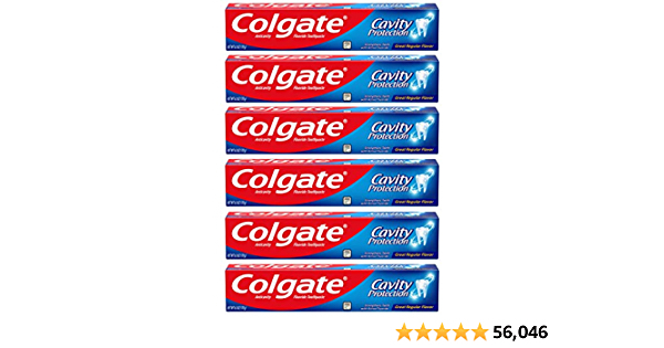 Colgate Cavity Protection Toothpaste with Fluoride, Great Regular Flavor, 6 Ounce Tube, 6 Pack - $6.14