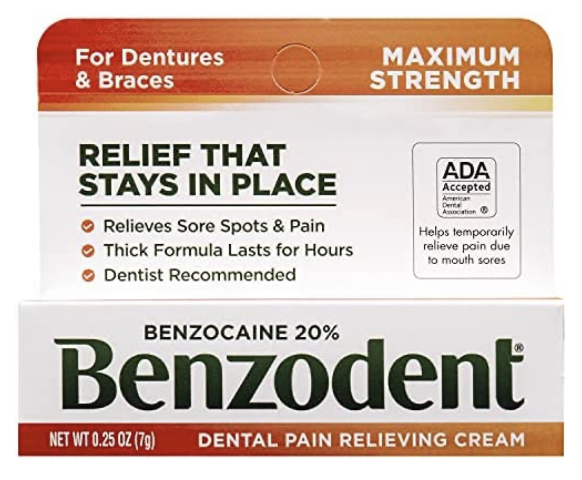 Benzodent Dental Pain Relieving Cream for Dentures and Braces, 0.25 Ounce Tube - $2.39