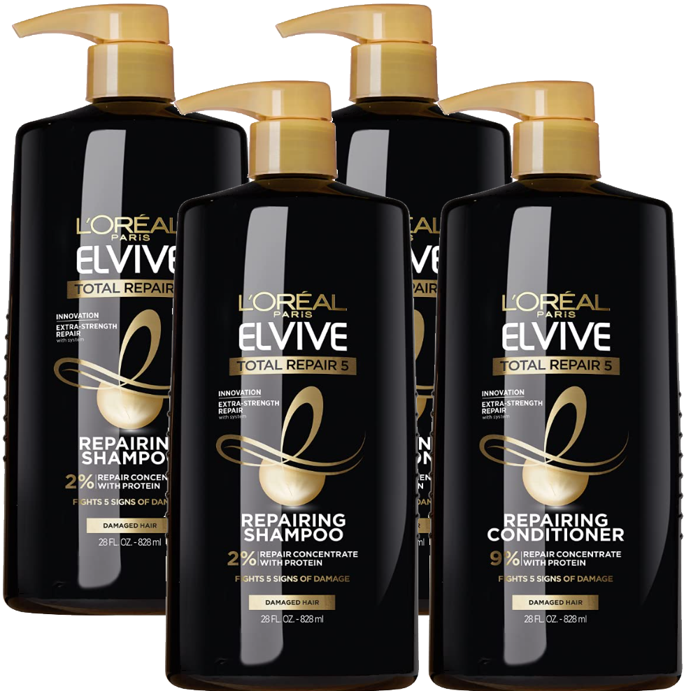 L'Oreal Paris Elvive Total Repair 5 Hair Care: 2-Pack 28-Oz Shampoo + 2-Pack 28-Oz Conditioner $14 ($3.50 each) w/ S&S + Free Shipping