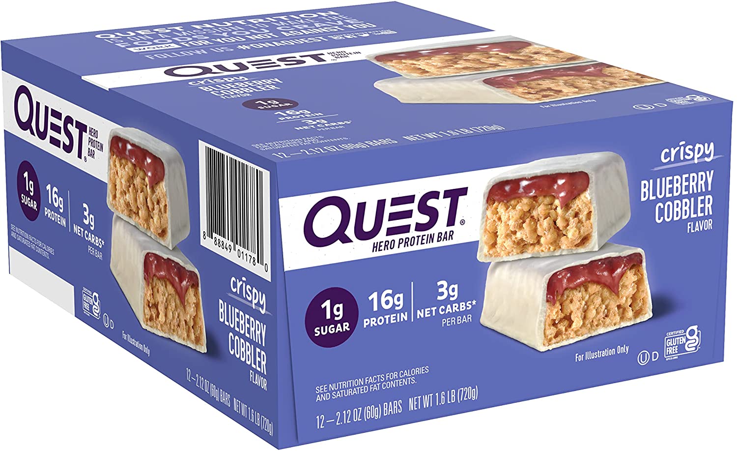 12-Count 2.12-Oz Quest Nutrition Hero Protein Bar (Blueberry Cobbler) 2 for $33.80 + Free Shipping