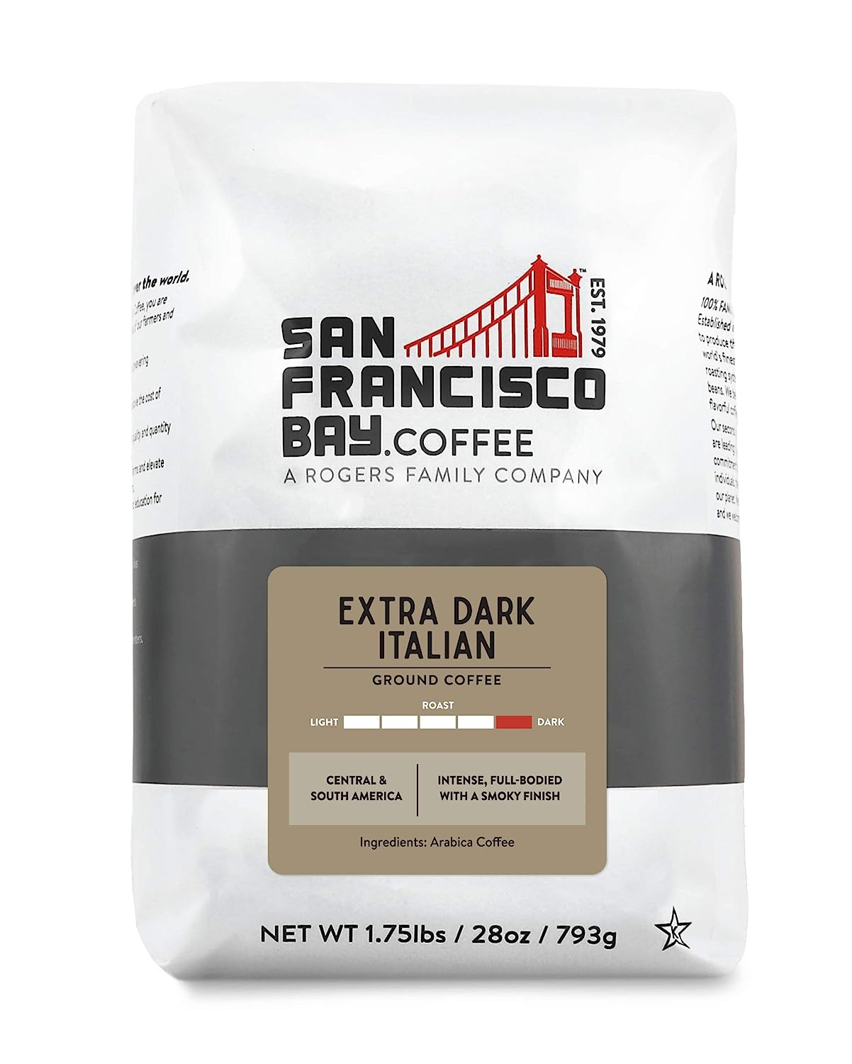 28-Oz San Francisco Bay Ground Coffee Dark Roast (Extra Dark Italian) $12.75 w/ S&S + Free Shipping w/ Prime or on $25+