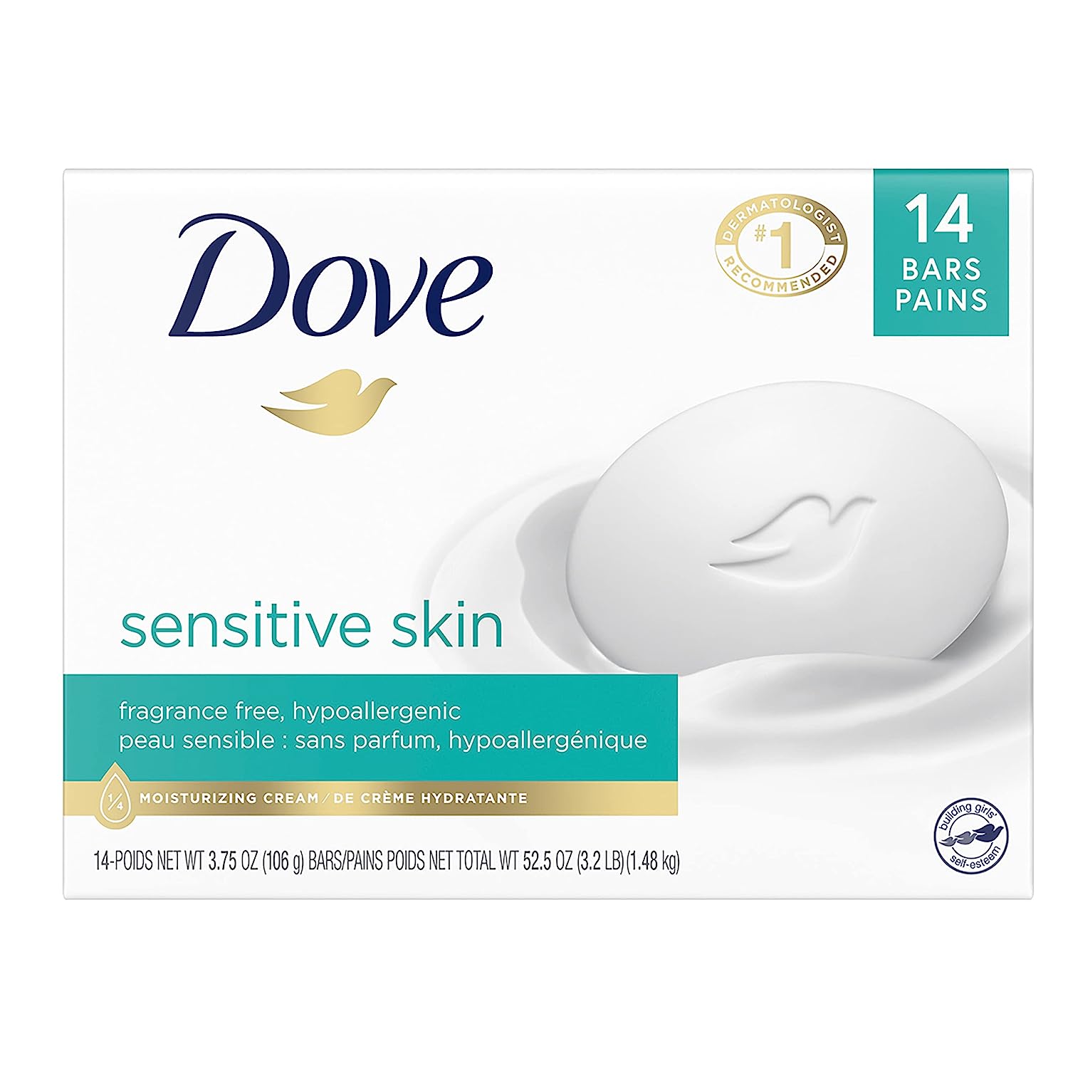 14-Count 3.75-Oz Dove Beauty Bar (Sensitive Skin, Cool Moisture) $11.80 ($0.84 each) w/ S&S + Free Shipping w/ Prime or on $25+