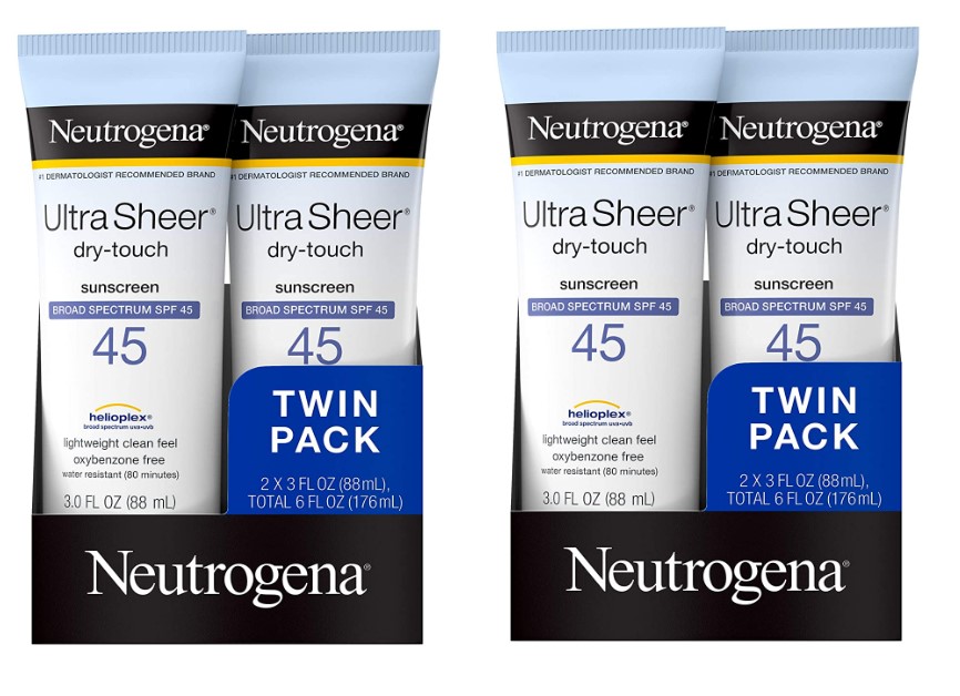 2-Pack 3-Oz Neutrogena Ultra Sheer Dry-Touch Water Resistant and Non-Greasy Sunscreen Lotion (SPF 45) 2 for $22.06 ($5.51 each 3-Oz) w/ S&S + Free shipping