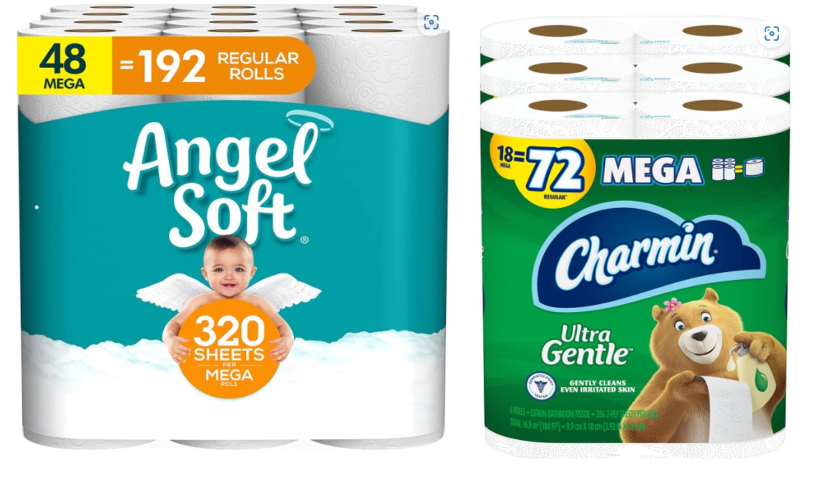 48-Count Angel Soft 2-Ply Mega Rolls Toilet Paper + 18-Count Charmin Ultra Gentle Toilet Paper $37.99 ($0.57 per roll) + Free Shipping