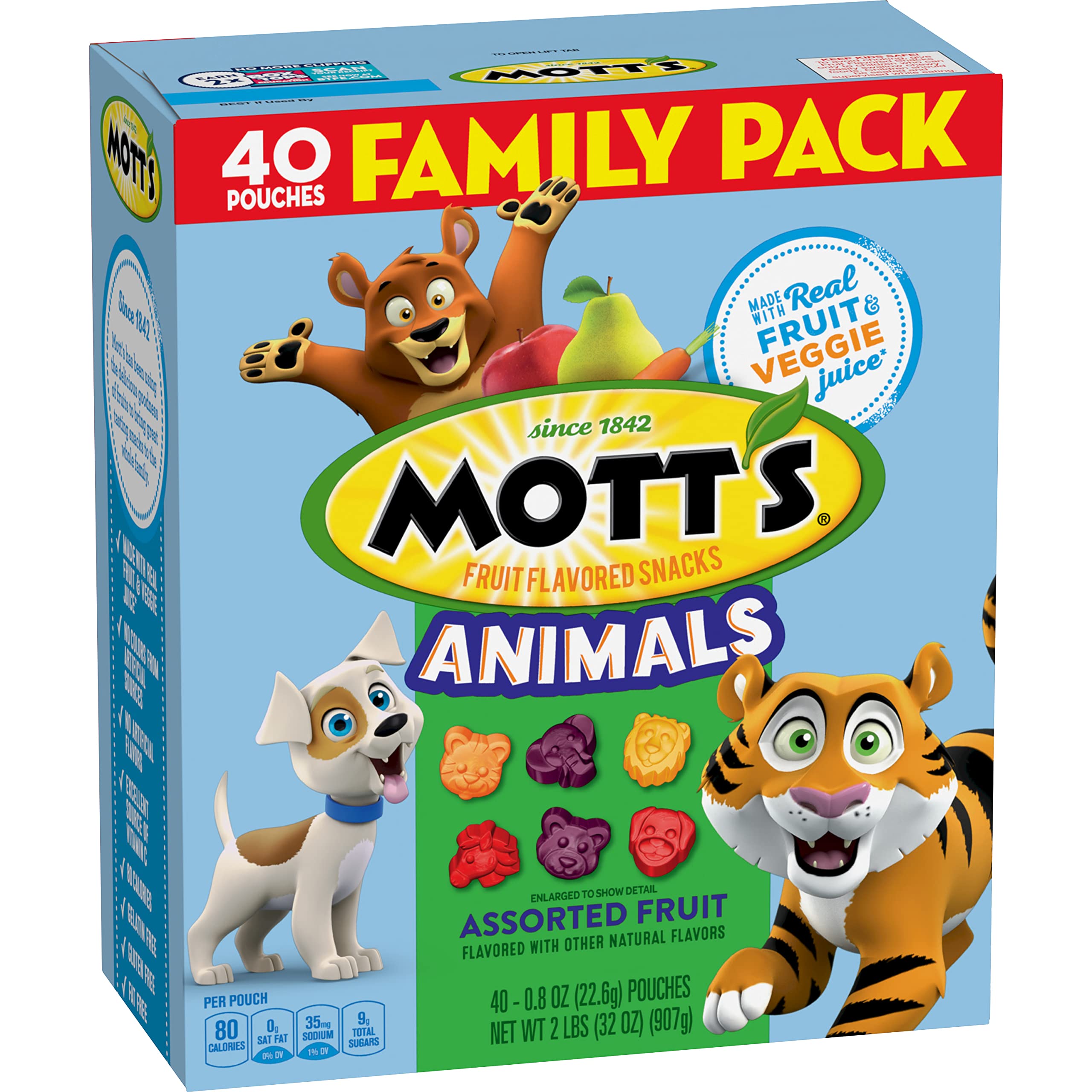 40-Count Mott's Fruit Flavored Snacks (Animals, Assorted Fruit) $5.71 w/ S&S + Free Shipping w/ Prime or on $25+