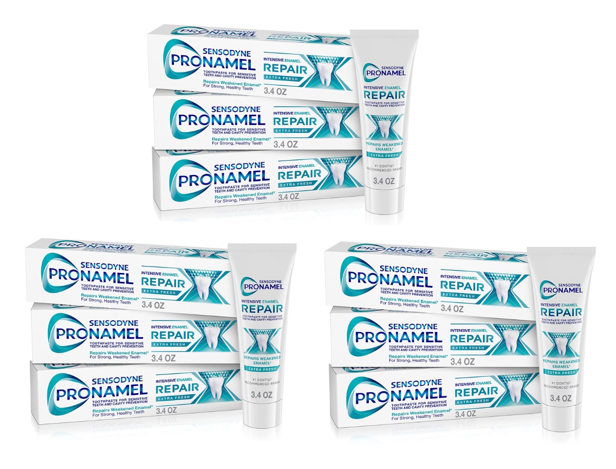 9-Pack 3.4-Oz Sensodyne Pronamel Intensive Enamel Repair Toothpaste (Extra Fresh) $39.36 + $10 Amazon Beauty credit w/ S&S + Free Shipping