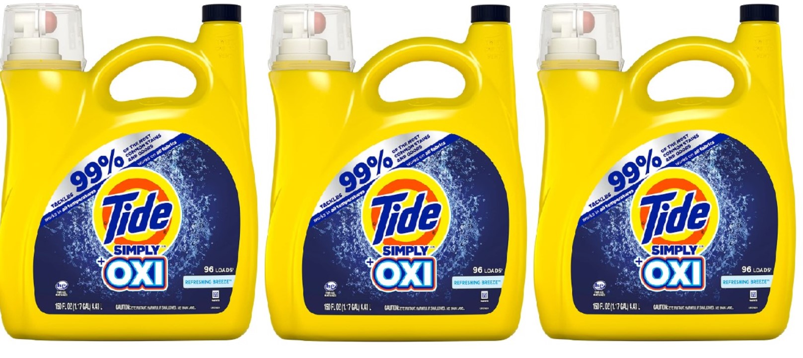 150-fl-oz Tide Simply + Oxi Liquid Laundry Detergent (Clean Breeze) 3 for $26.31 w/ S&S + Free Shipping