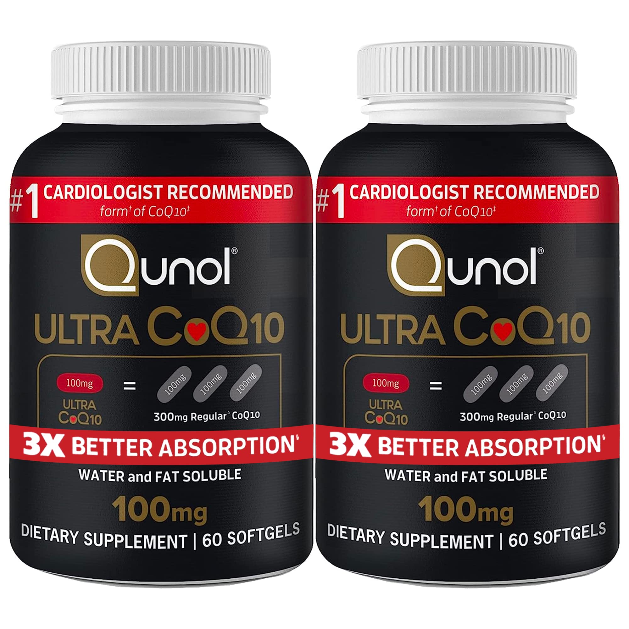 2-Pack 60-Count 100mg Qunol Ultra CoQ10 Antioxidant Supplement Softgels ...