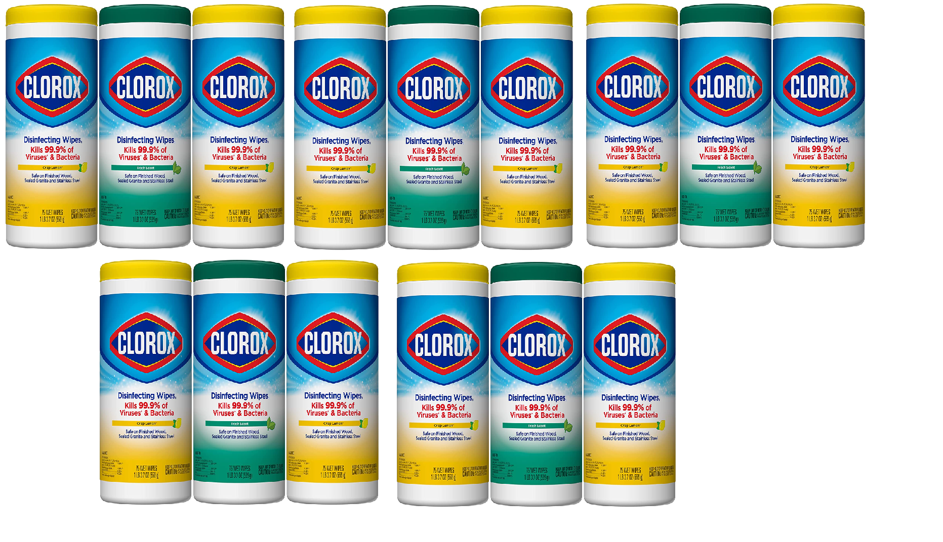 15-Pack 75-Count Clorox Disinfecting Wipes $41 ($2.73 each Canister) w/ S&S+ Free Shipping