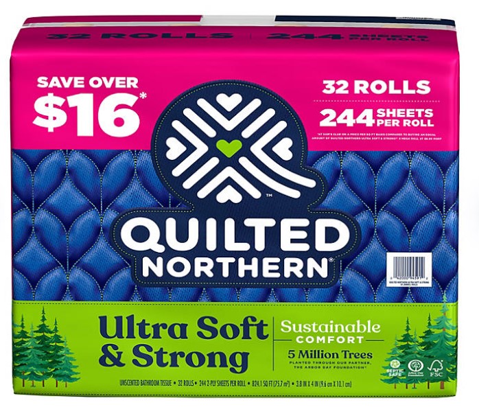 Sam's Club Members 32Rolls Quilted Northern Ultra Soft & Strong 2Ply