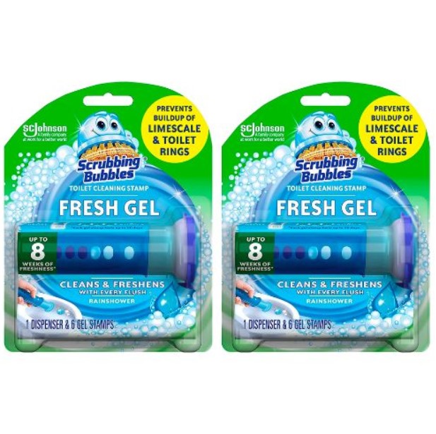 Scrubbing Bubbles Fresh Gel Toilet Bowl Cleaning Stamps (6 Stamps, Rainshower Scent) 2 for $6.53 w/ S&S + Free Shipping w/ Prime or on $25+