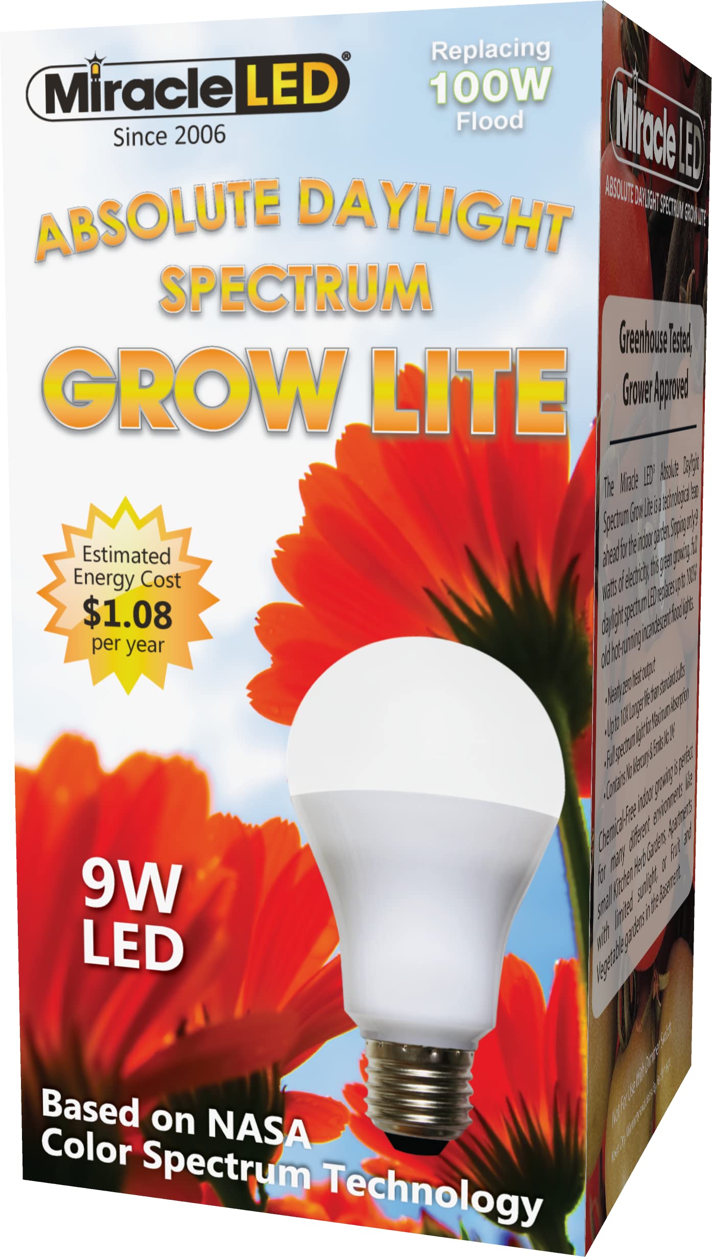 Miracle LED Absolute Daylight Spectrum Grow Lite - Replaces up to 100W - Full Spectrum Hydroponic LED Plant Growing Light Bulb $4.48 + Free Shipping w/ Prime or on $35+