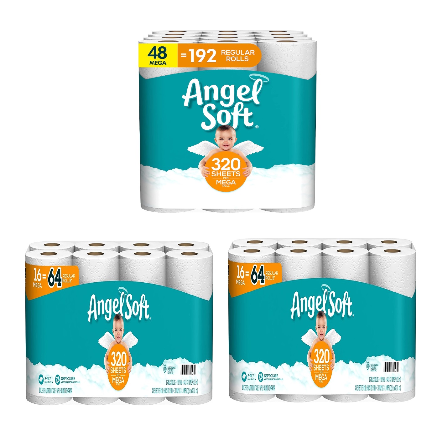 80-Count Angel Soft 2-Ply Mega Rolls Toilet Paper $39.12 & More + Free shipping