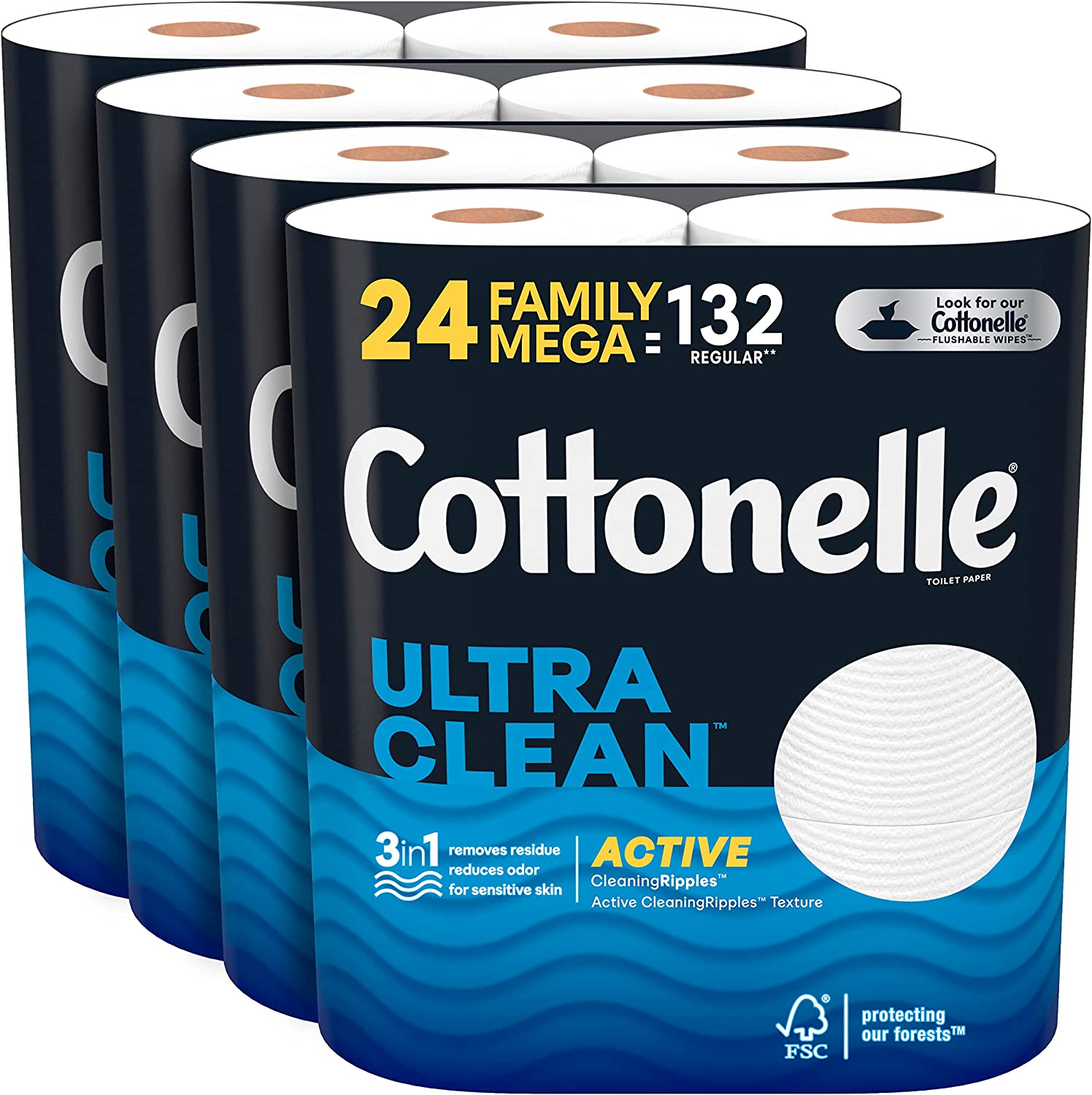 Cottonelle Ultra Family Mega Roll Toilet Paper (Clean or Comfort): 24-Count $21.59 32-Count $25.79 w/ S&amp;S + Free Shipping w/ Prime or on orders over $35