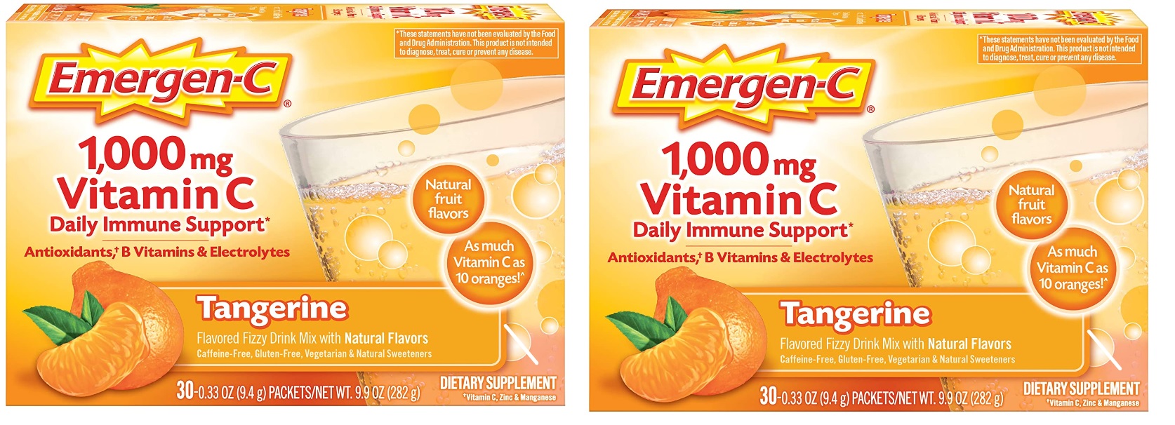 30-Count Emergen-C 1000mg Vitamin C Powder Packets (Tangerine) 2 for $11.46 ($5.73 each) & More + Free Shipping w/ Prime or on $35+
