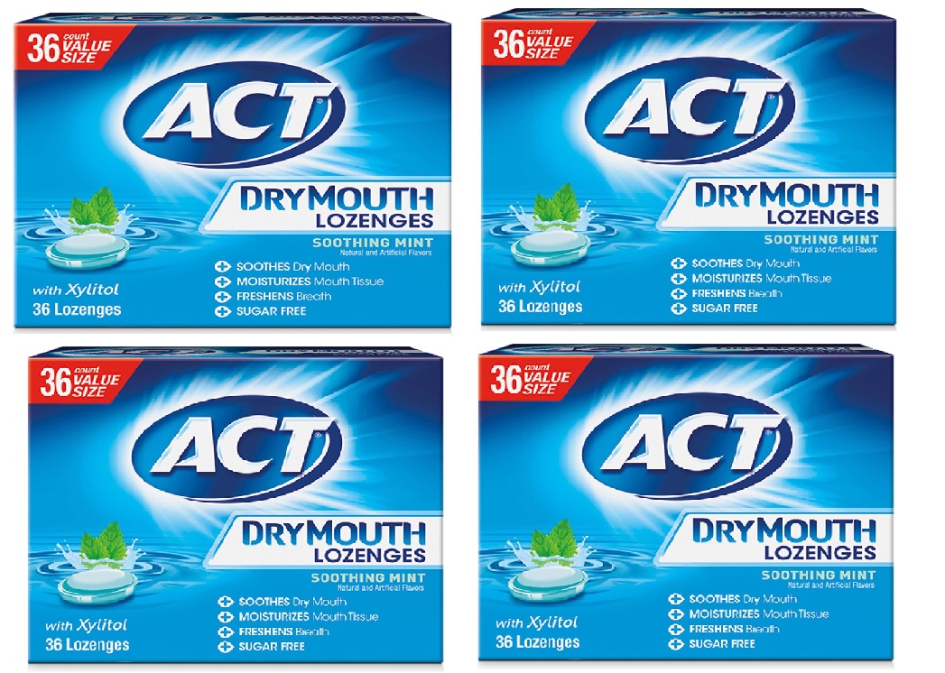 36-Count ACT Dry Mouth Lozenges With Xylitol (Soothing Mint) 4 for $17. ...