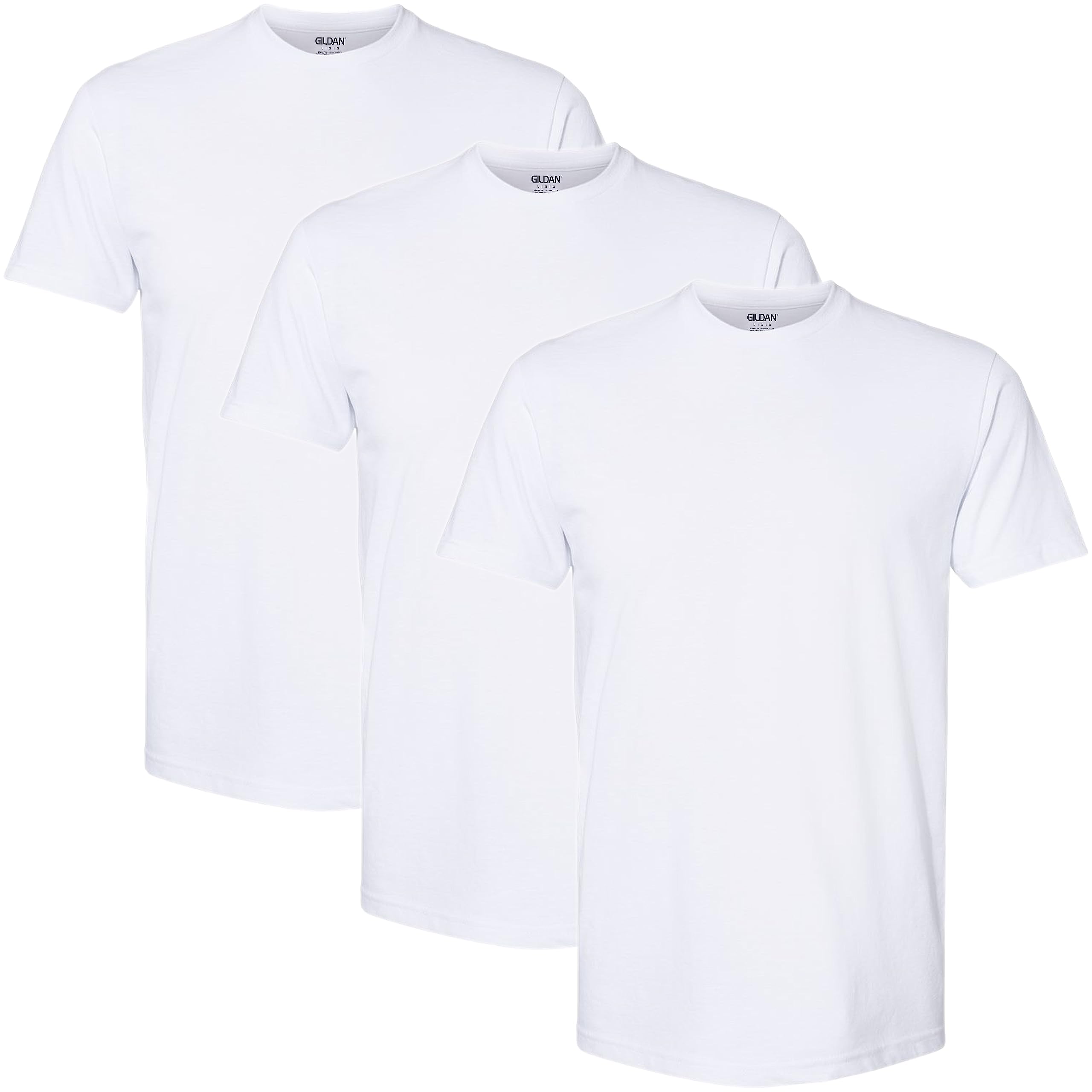 3-Pack Gildan Men's Crew Neck Cotton Stretch T-Shirts (Arctic White)