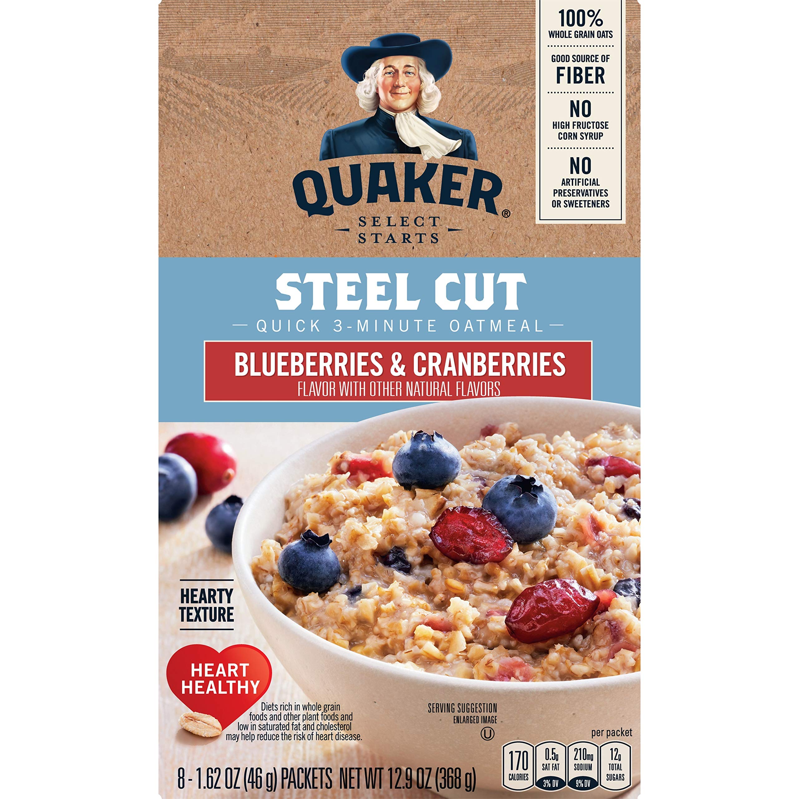 8-Count 1.62-Oz Quaker Instant Steel Cut Oatmeal (Cranberries & Blueberries) $2.32 w/ S&S + Free Shipping w/ Prime or on $35+