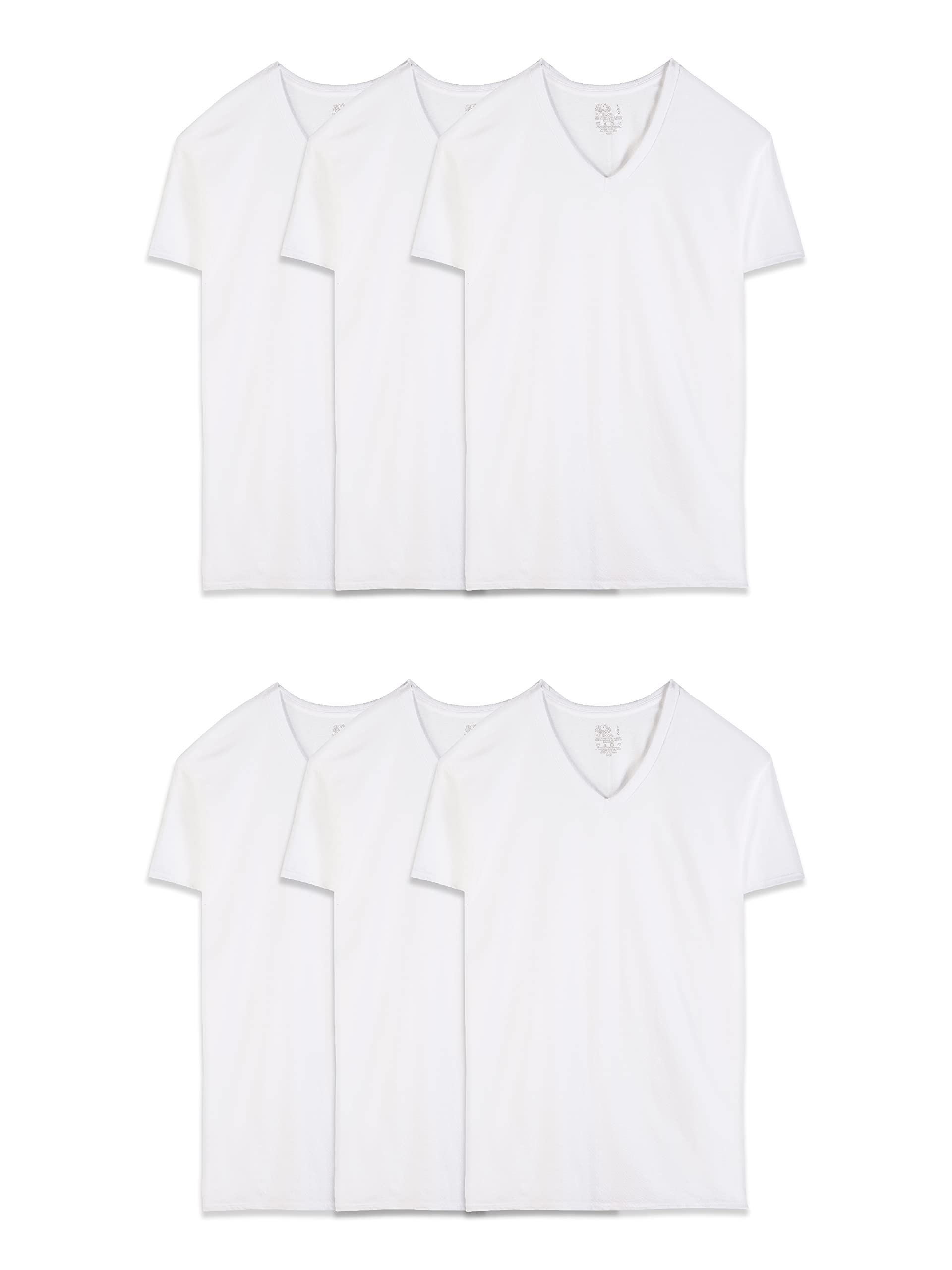 6Pack Fruit of the Loom Men's Eversoft 100 Cotton Vneck Undershirts