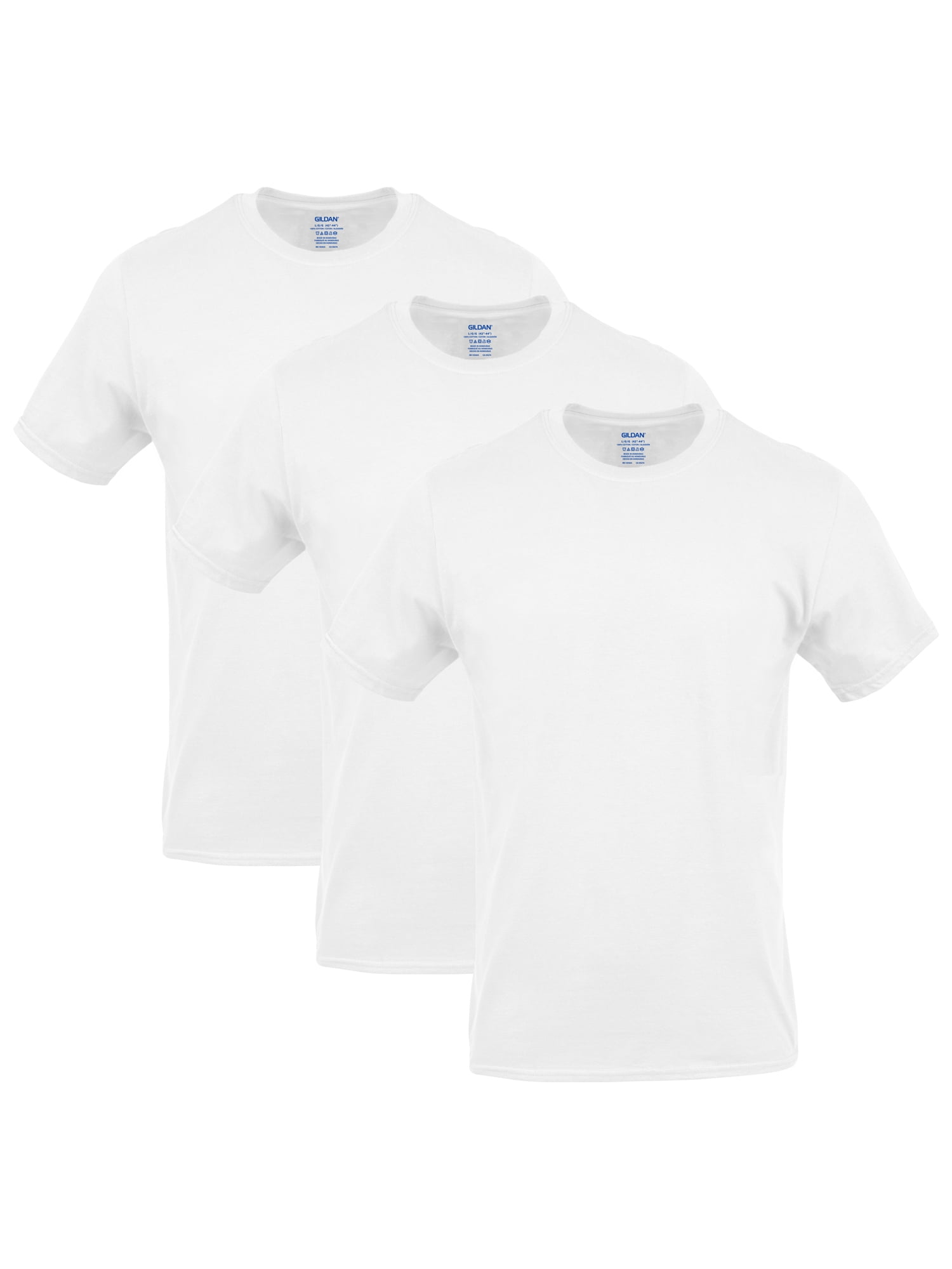3 pack gildan men s crew neck cotton stretch t shirts arctic white 9