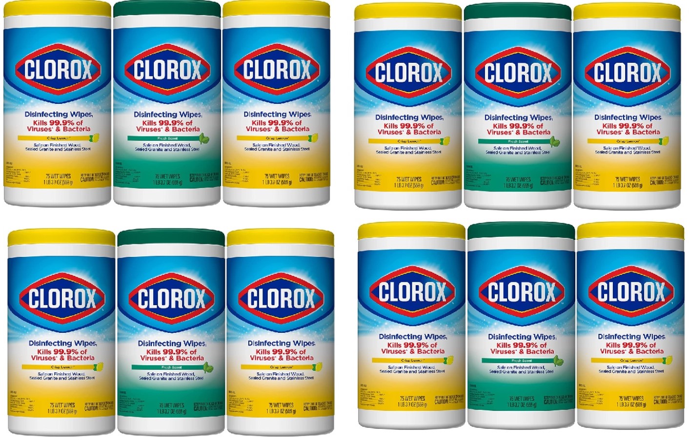 12-Pack 75-Count Clorox Disinfecting Wipes (Fresh Scent & Crisp Lemon) $48.56 + $15 Amazon Credit w/ S&S + Free Shipping
