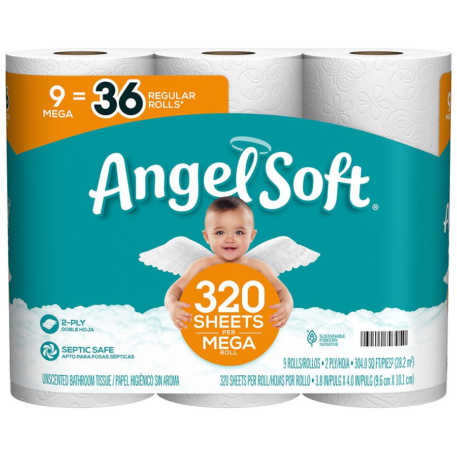 9Pack Angel Soft 2Ply Mega Rolls Toilet Paper 5.39 + Free Pickup at